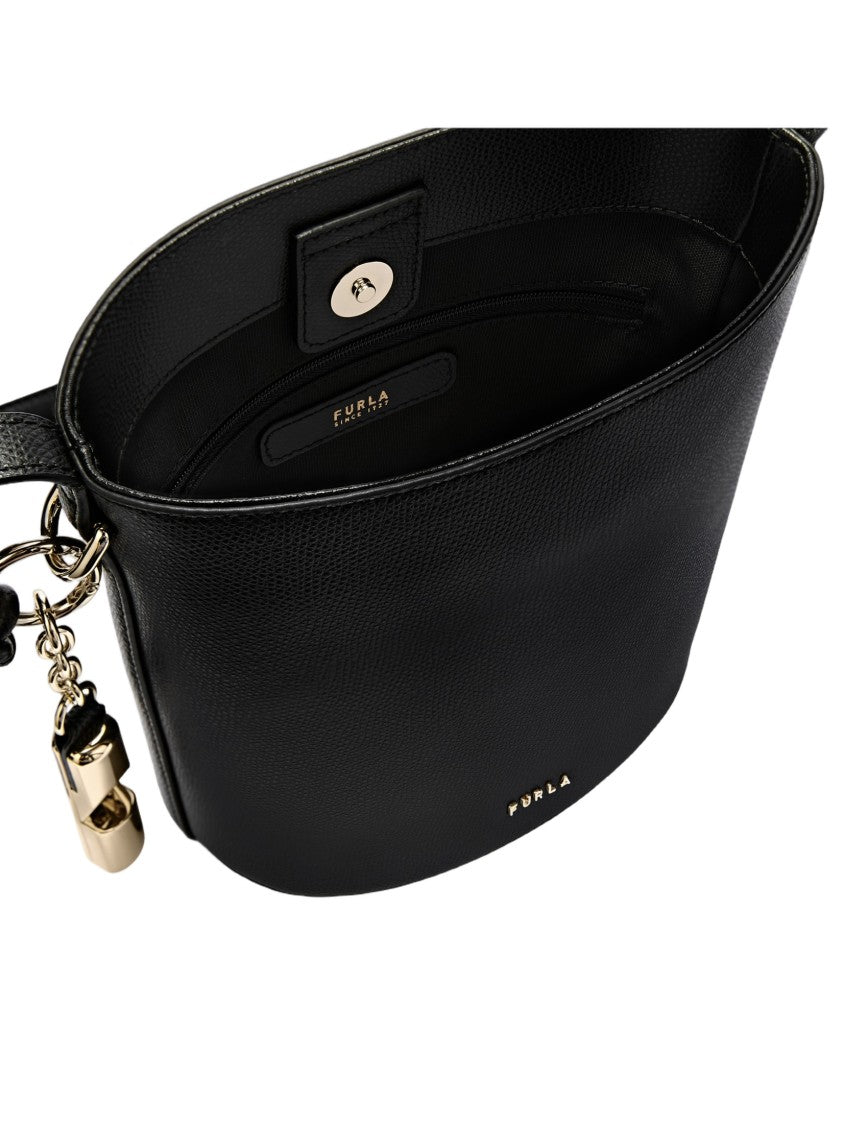 Furla Black Roxie Mini Leather Bucket Bag