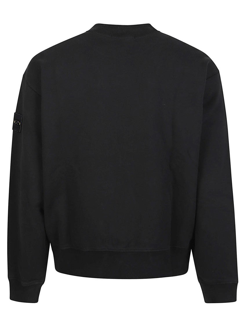 Stone Island Black Minimalist Cotton Crewneck Sweatshirt