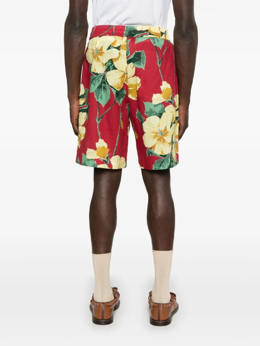 Drôle De Monsieur Relaxed-Fit Red Floral Print Shorts