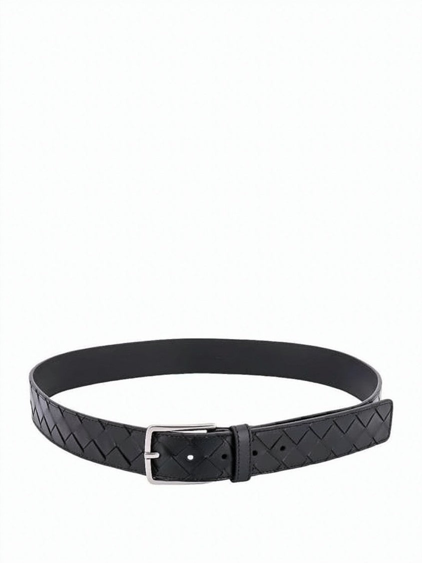 Bottega Veneta Intricately Woven Calf Leather Belt With Polished Buckle