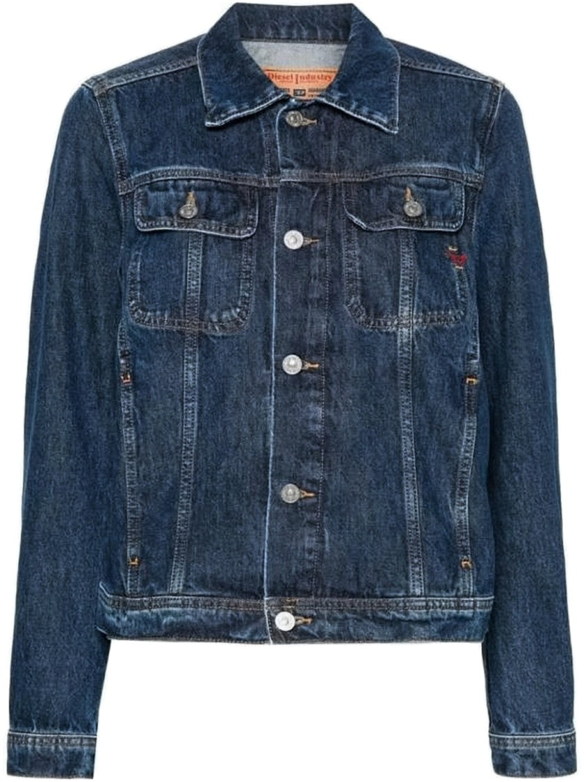 Diesel Classic Indigo Denim Jacket With Structured Collar