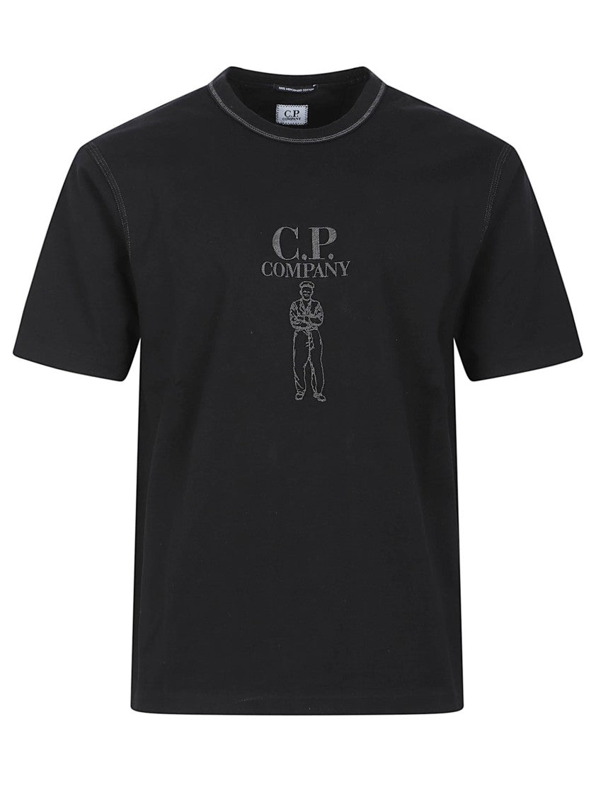 C.P. Company Short-Sleeve Black T-Shirt With Graphic Print