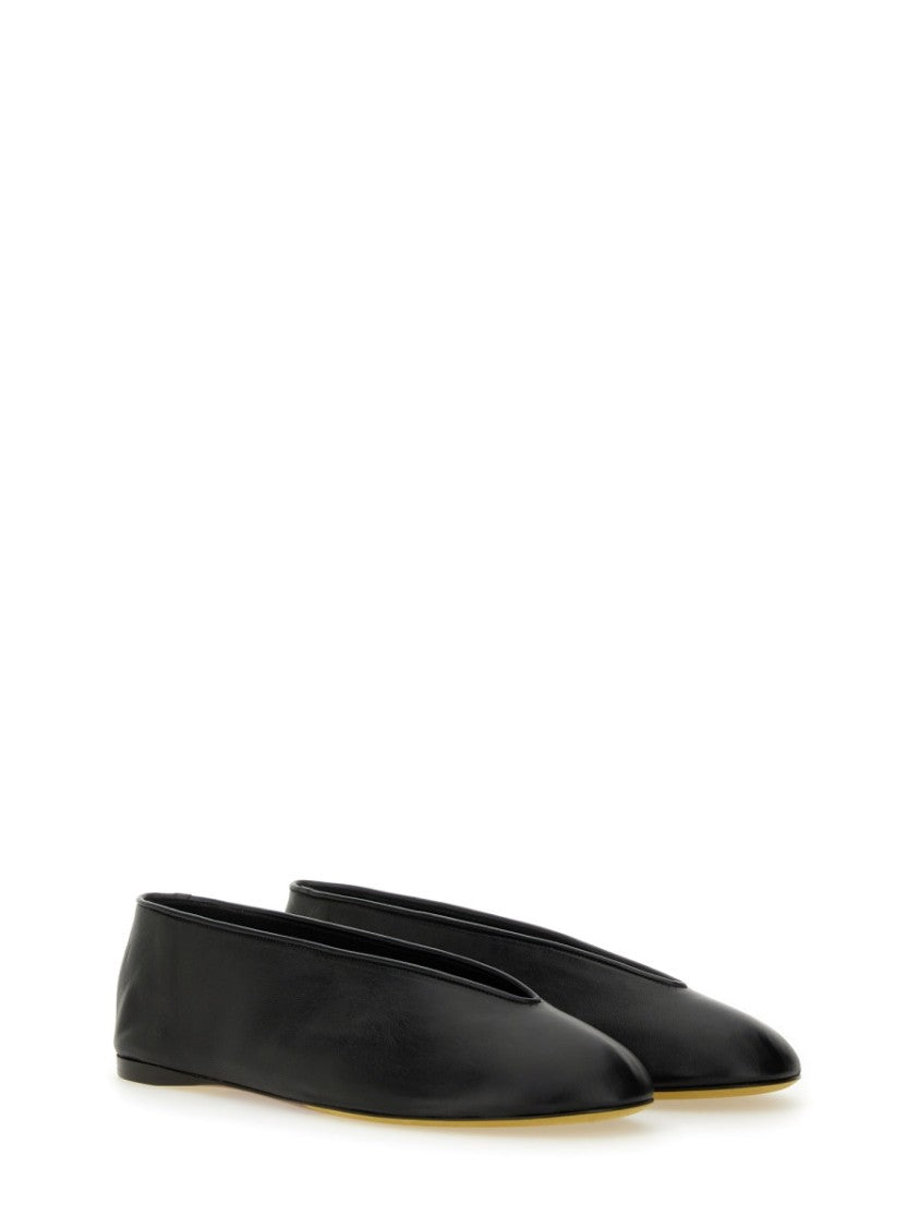 Moschino "Duck" Dancer Black Leather Flats