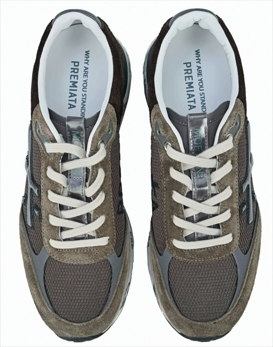 Premiata Round Toe Brown Sneakers With Suede