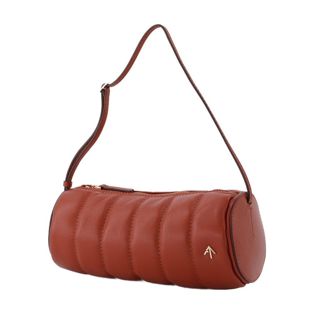 Manu Atelier Padded Cylinder Bag In Red Leather