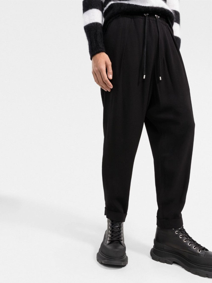 Balmain Slouchy Crepe Tapered-Leg Track Pants