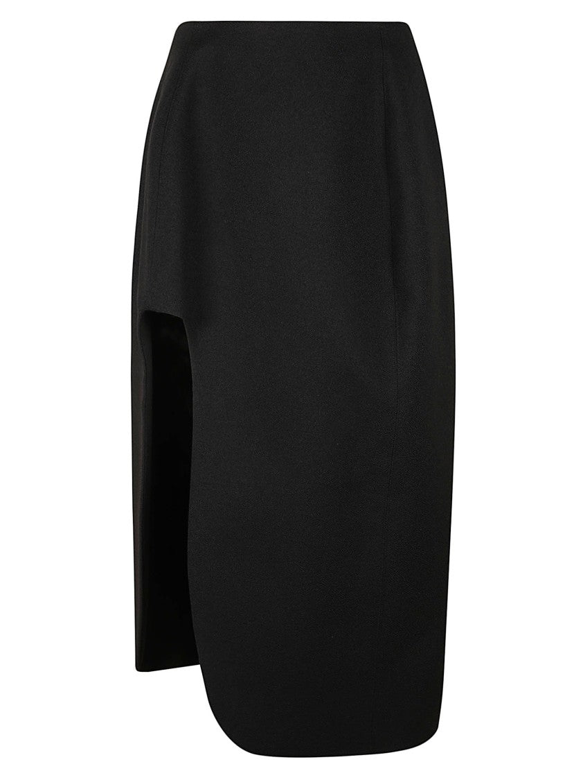 Jil Sander Asymmetrical Black Midi Skirt With High Waist