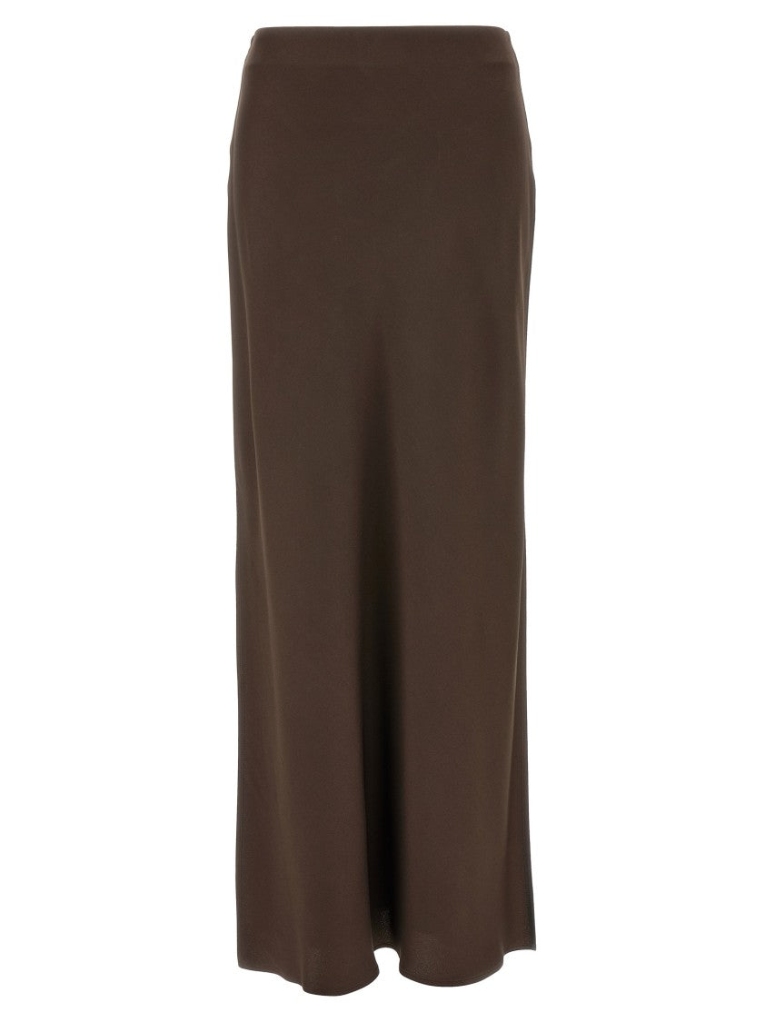 Brunello Cucinelli Brown Maxi Skirt With Side Slits