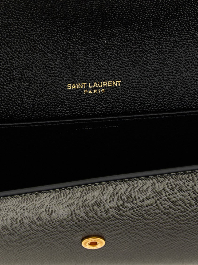 Saint Laurent Grain De Poudre Royal Leather Clutch Bag
