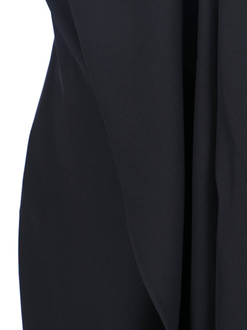 Balenciaga Black One-Shoulder Draped Wool Dress
