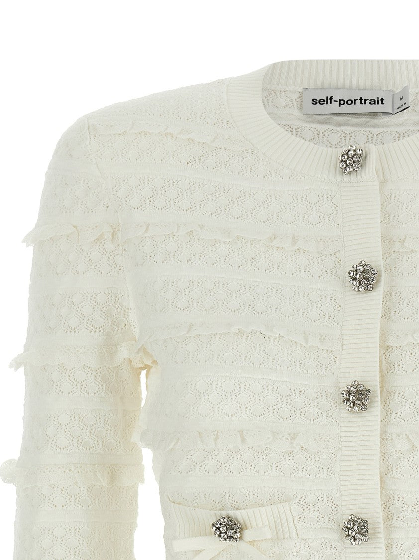 Self-Portrait 'Pointelle Diamante' Cardigan