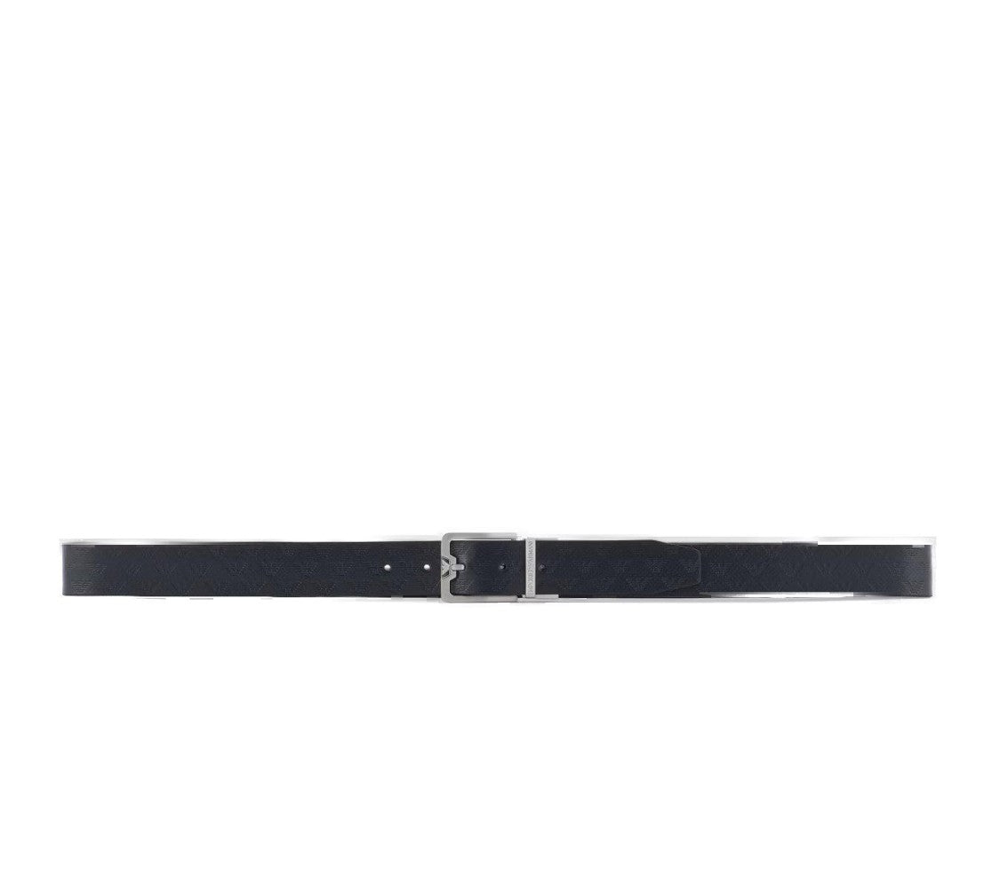 Emporio Armani Leather Belt With All-Over Eagle Design