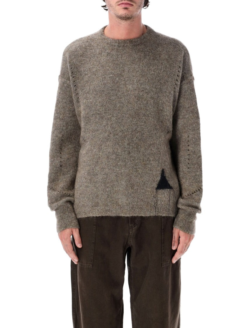 Roa Dropstitch Melange Mohair Intarsia Logo Oversized Sweater