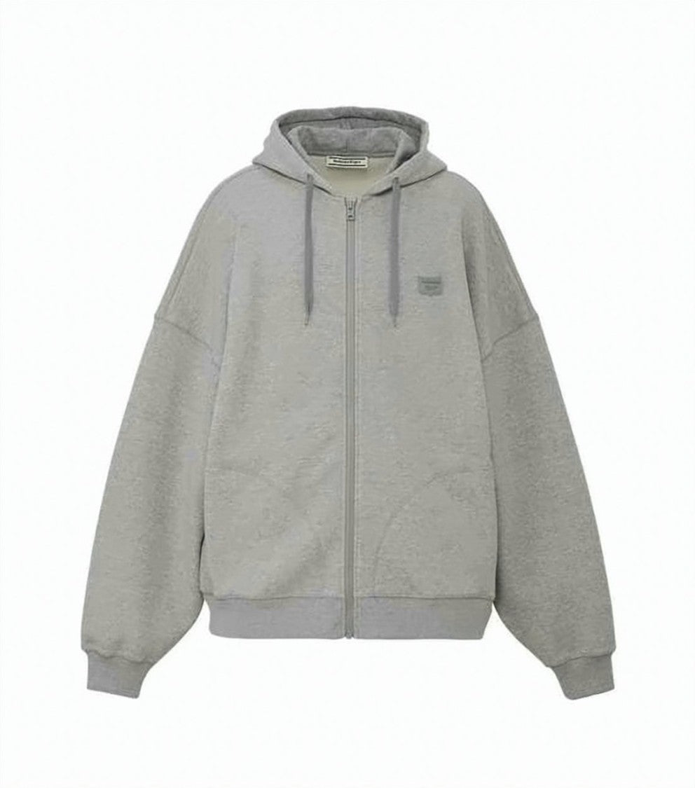 Onitsuka Tiger Relaxed Grey Zip-Up Hoodie With Adjustable Drawstring