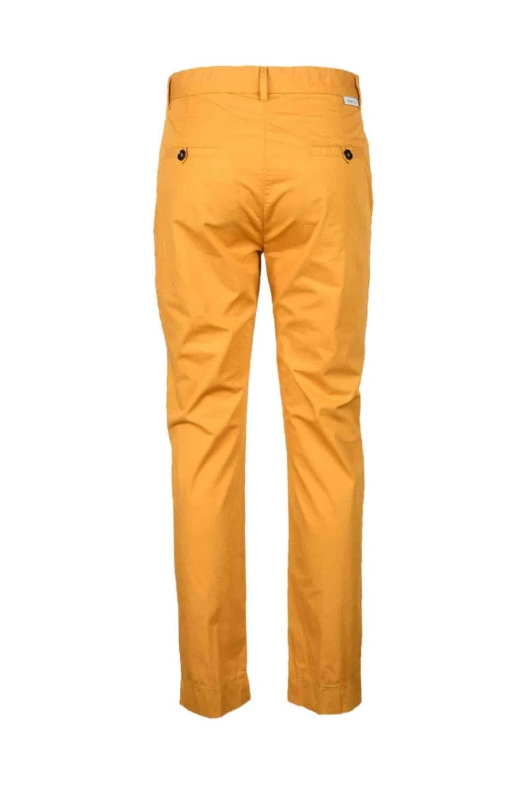 True Nyc Vibrant Yellow Trousers With Straight-Leg Cut And Mid-Rise Waist