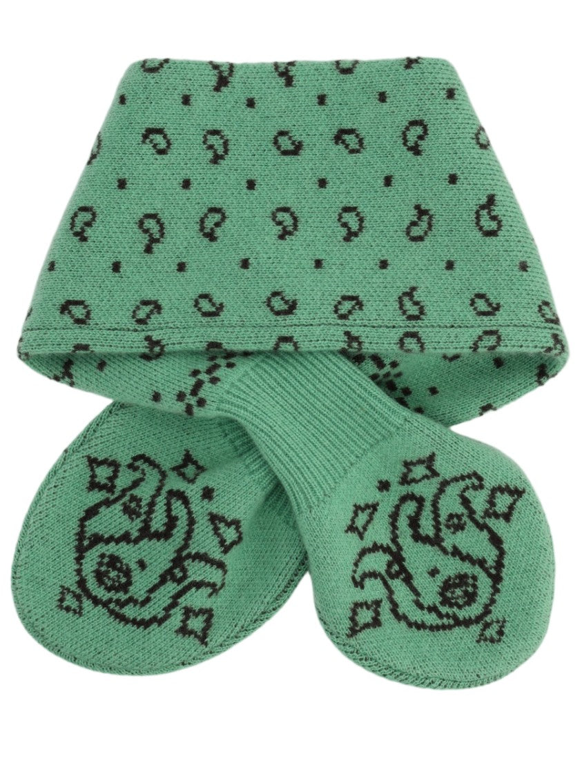 Guest In Residence Green Knitted Ornamental Wool-Cashmere Scarf