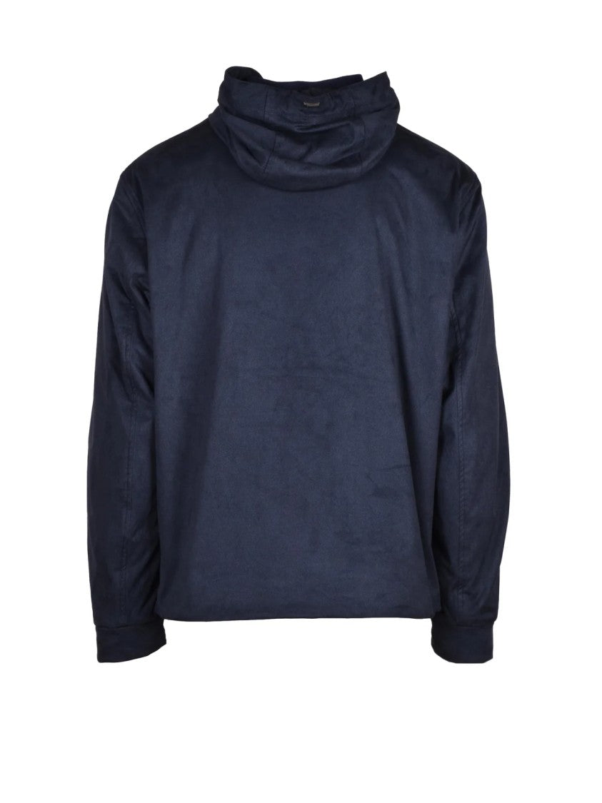 Herno Resort Hooded Velvet Jacket With Relaxed Fit And Zipper Closure