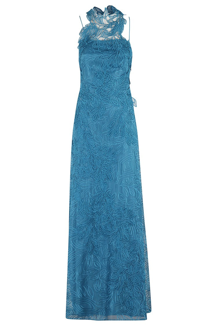 Alberta Ferretti Macramé Lace Halter Neck Dress