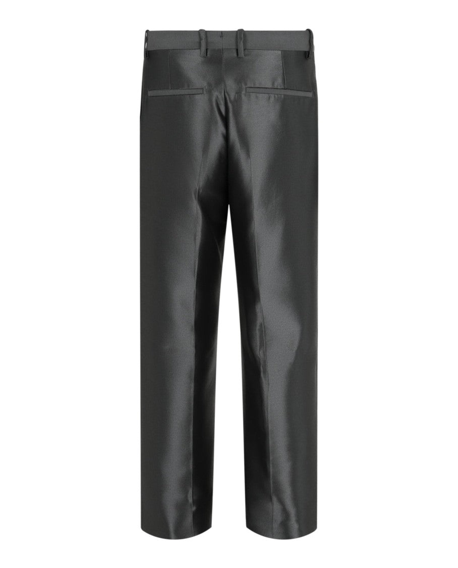 Ferragamo Mid Rise Metallic Sheen Tailored Trousers