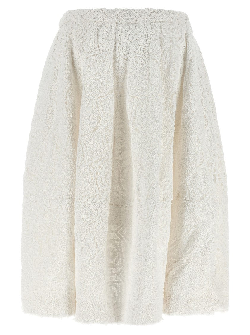 Comme Des Garçons Flared Macramé Midi Skirt With Drawstring Waistband