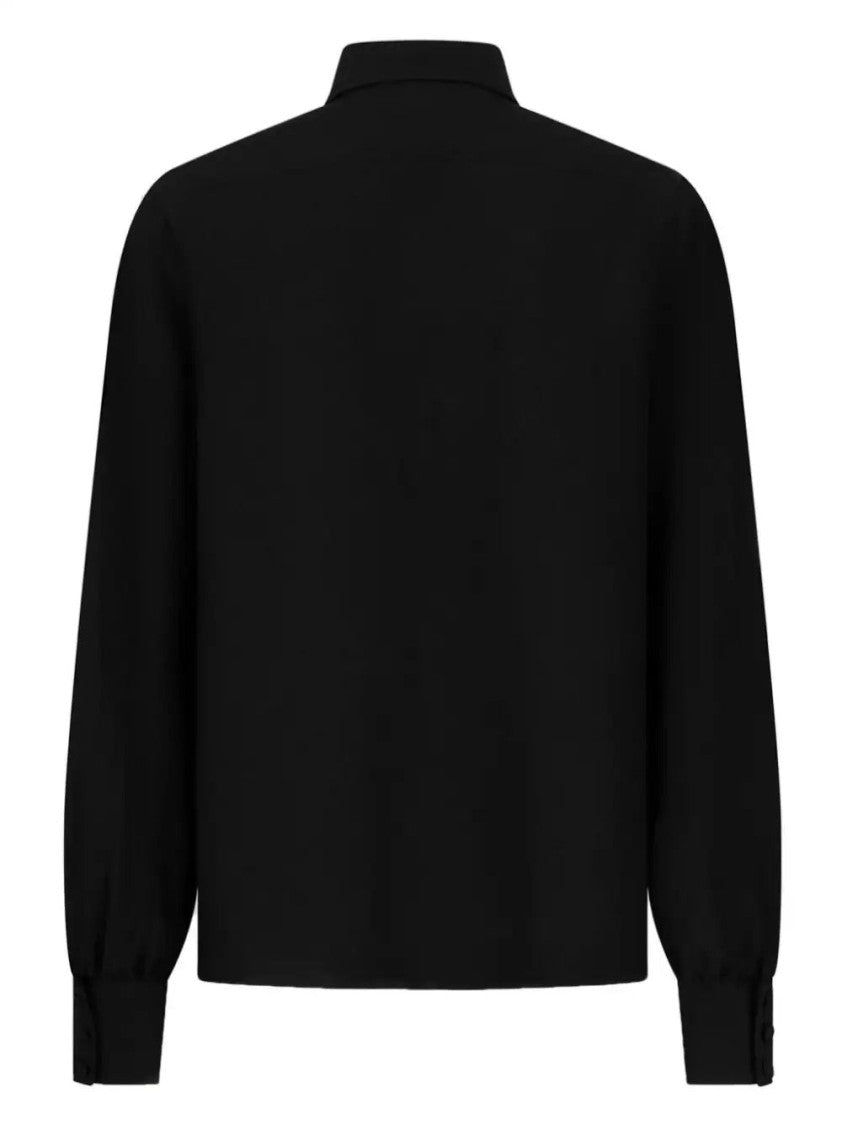 Etro Intricate Embroidered Black Silk Long Sleeve Shirt