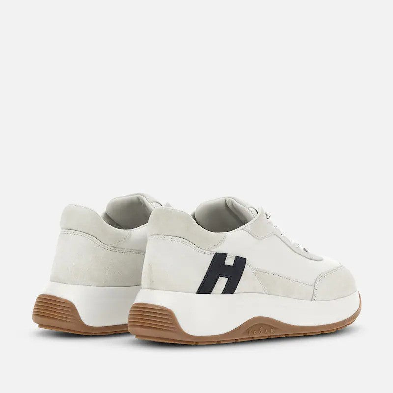 Hogan White Suede Signature Logo Low-Top Sneakers