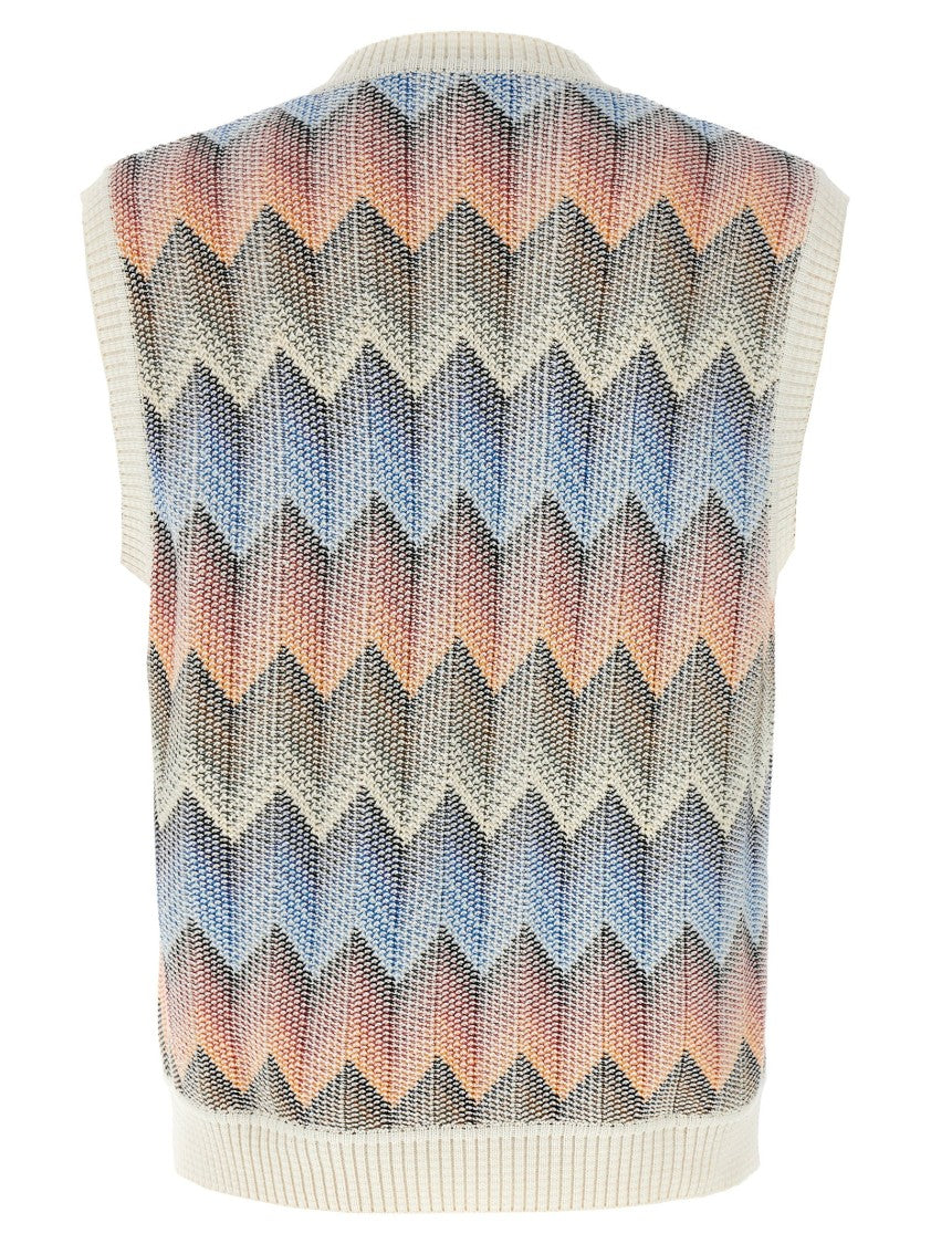 Missoni Shaded Chevron Knit Vest With V-Neck Design