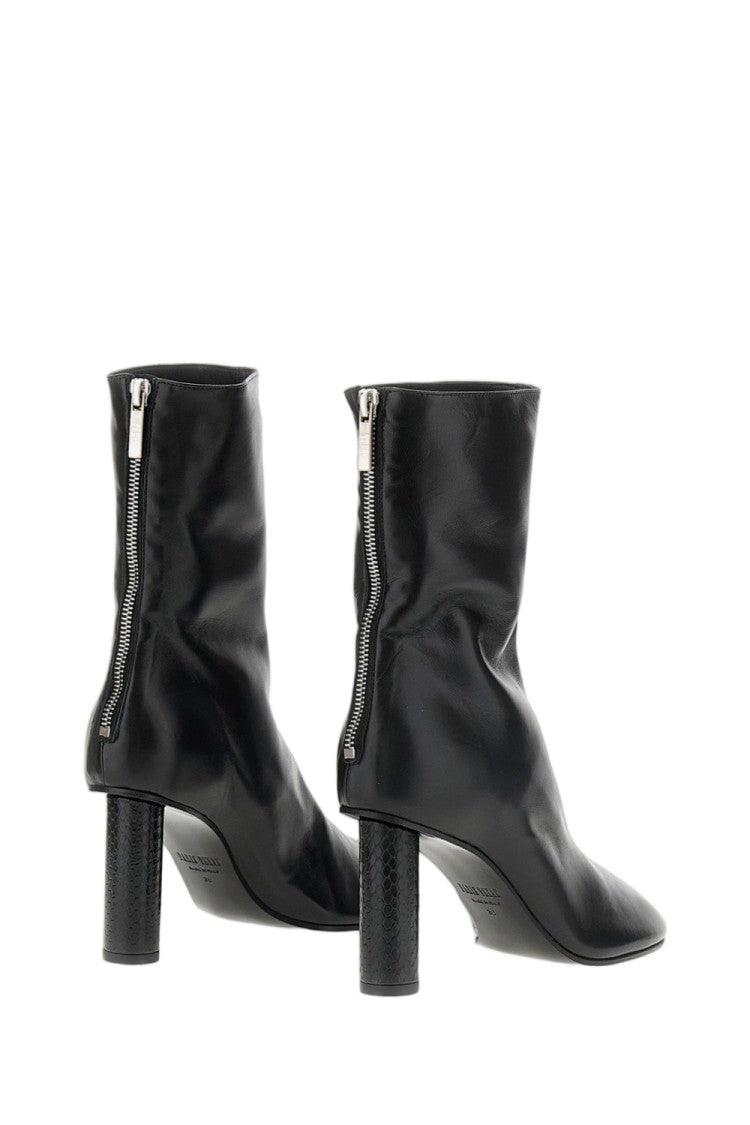 Paris Texas Black Alice Python-Print Nappa Leather Ankle Boots