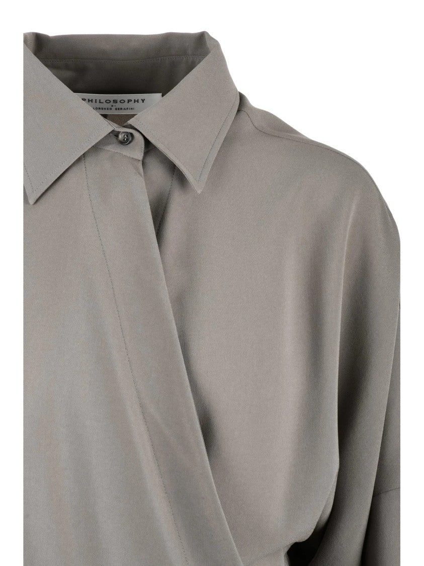 Philosophy Di Lorenzo Serafini Khaki Triacetate Polyester Women Blouse