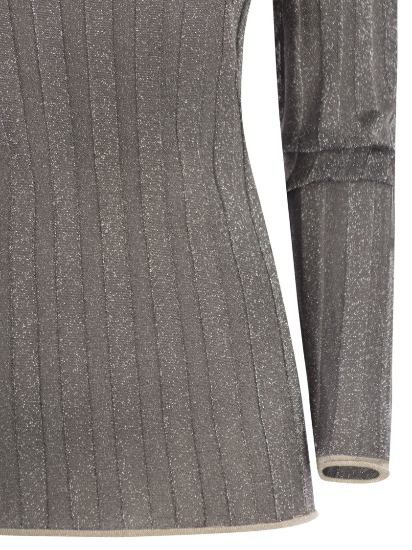 Fabiana Filippi Ribbed Turtleneck Sweater With Lurex Trim