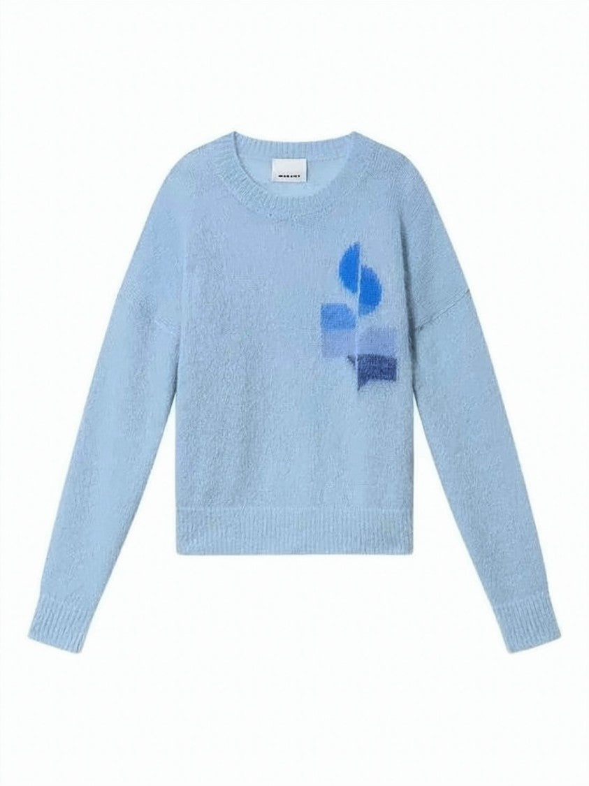 Isabel Marant Relaxed Fit Light Blue Mohair Blend Sweater