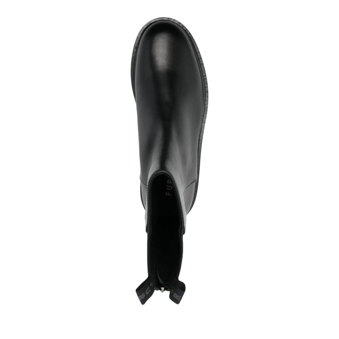 Furla Chunky Sole Black Leather Booties With Zipper Closure