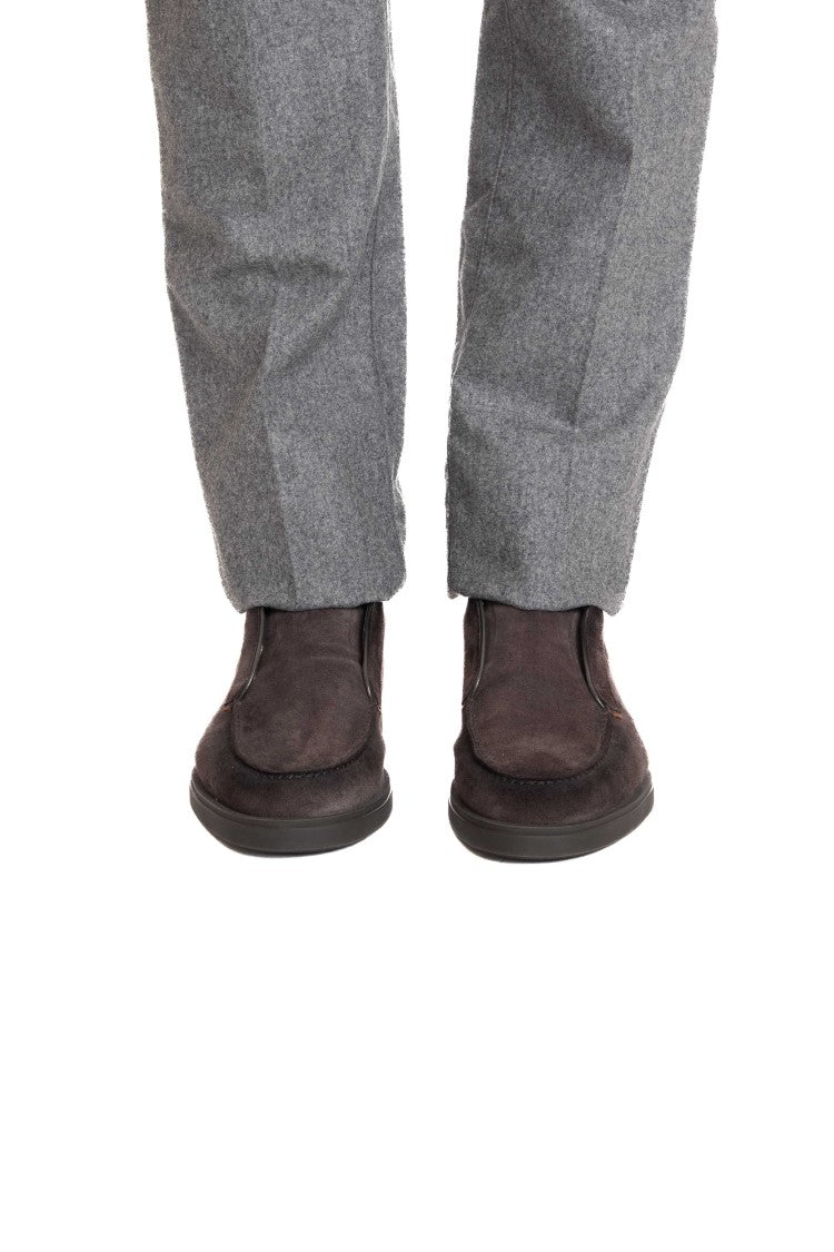 Santoni Suede Slip-On With Rubber Sole