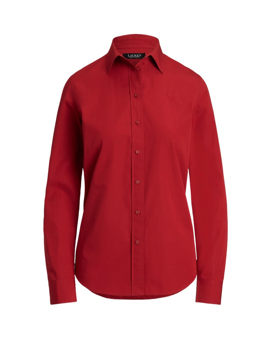 Lauren Ralph Lauren Tailored Madison Red Cotton Long Sleeve Shirt