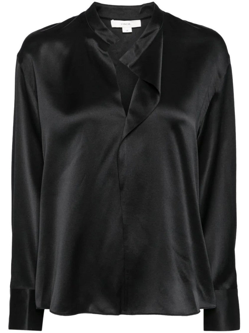 Vince Draped Stand Collar Blouse