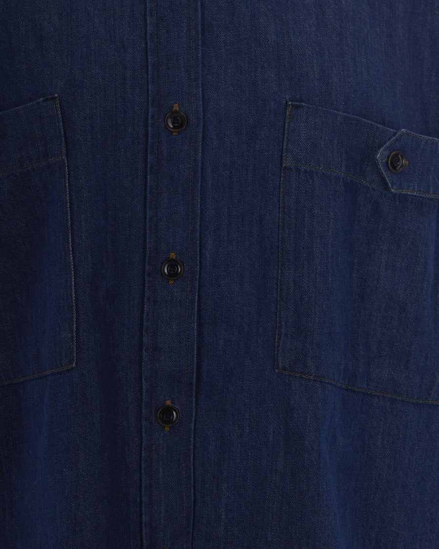 Sessùn Indigo Denim Overshirt With Jewel Button Accents