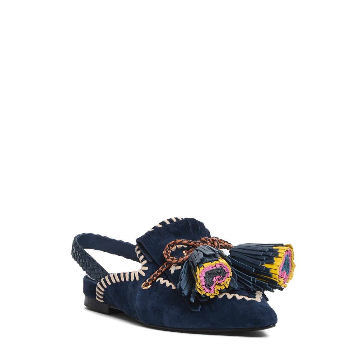 Elena Iachi Slingback Blue Suede Tassels
