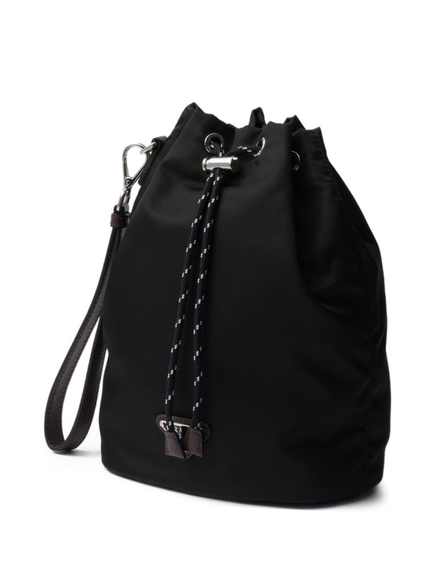 Prada Black Recycled Polyamide Drawstring Shoulder Bag