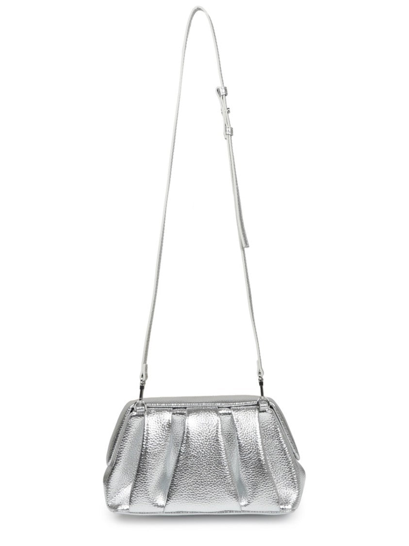 Themoirè Metallic Silver Shoulder Bag With Structured Design