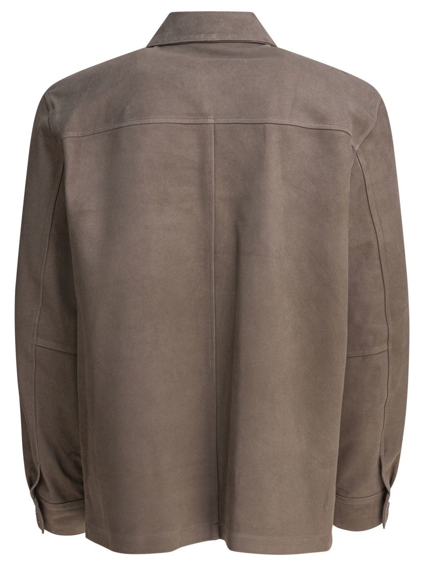 Vince Suede Lambskin Jacket With Classic Collar