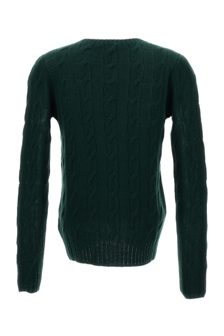Ralph Lauren Collection Classic Cable Knit Crewneck Sweater With Ribbed Details