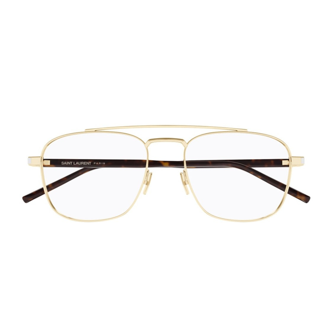 Saint Laurent Pilot-Style Sunglasses With Gold Metal Frame And Havanna Temples