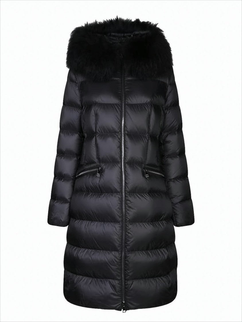 Moncler Quilted Down Coat With Fur-Trimmed Hood