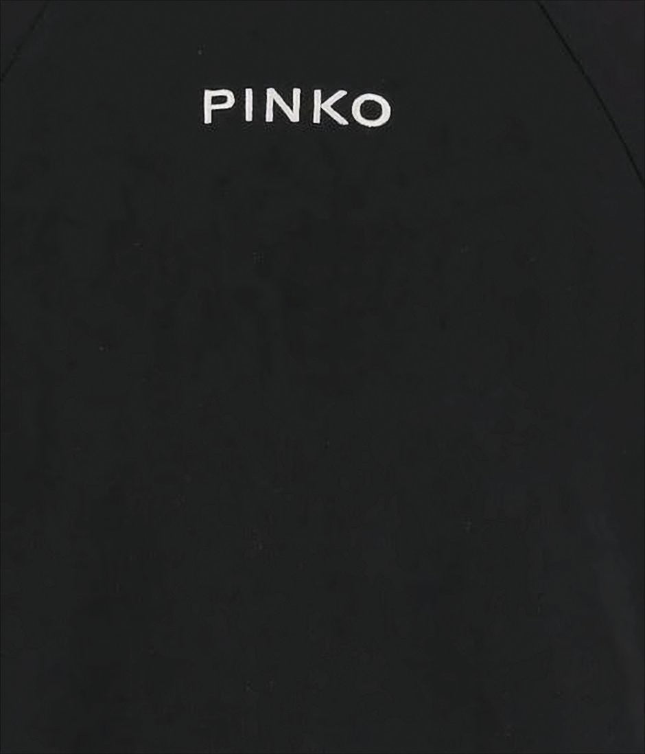 Pinko Cropped Hoodie With Contrasting Logo Embroidery