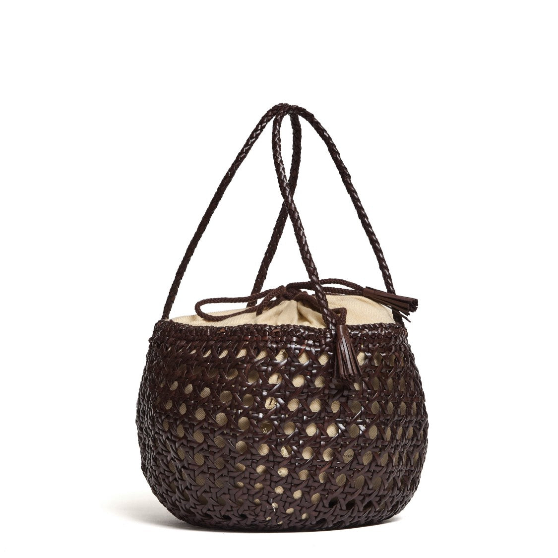 Dragon Diffusion Juventus Round Perforated Cotton Woven Handbag