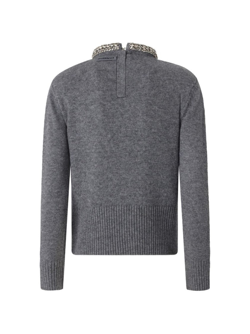 Pinko Cropped Boxy Embellished Sweater