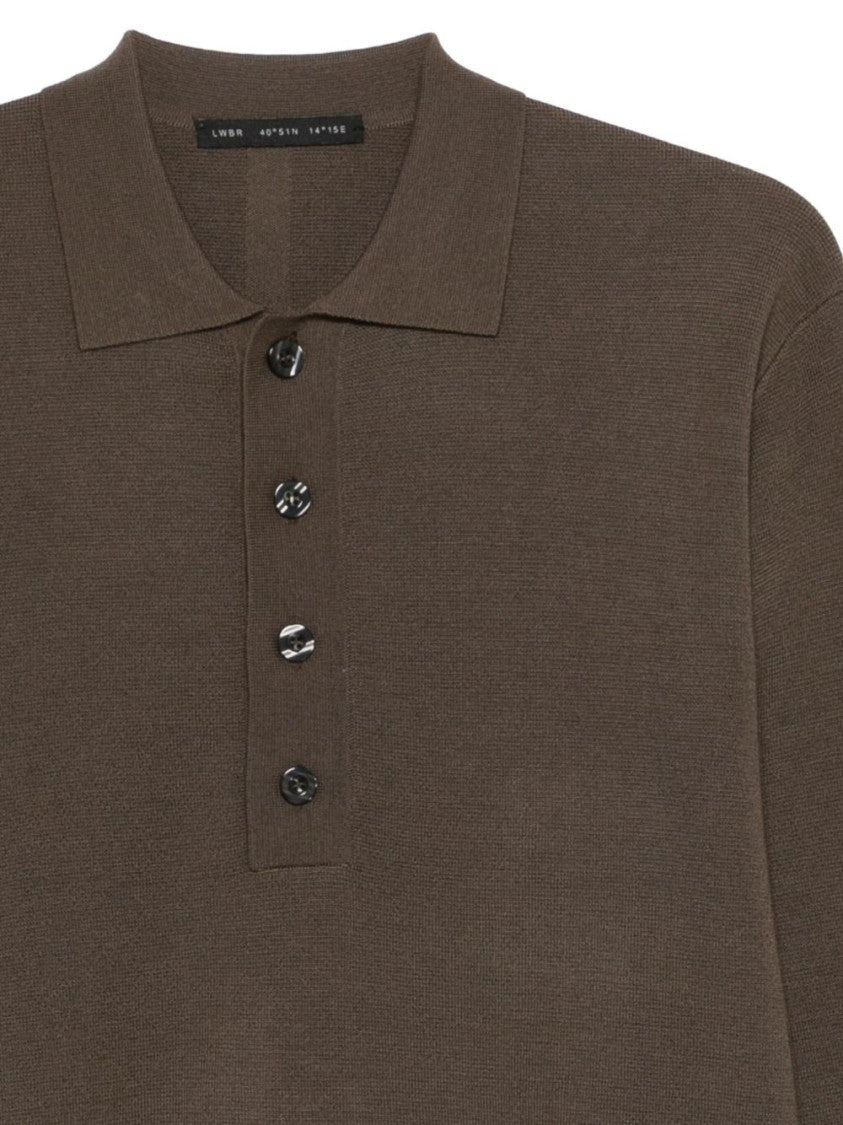 Low Brand Polo-Style Brown Sweater With Ribbed Trims