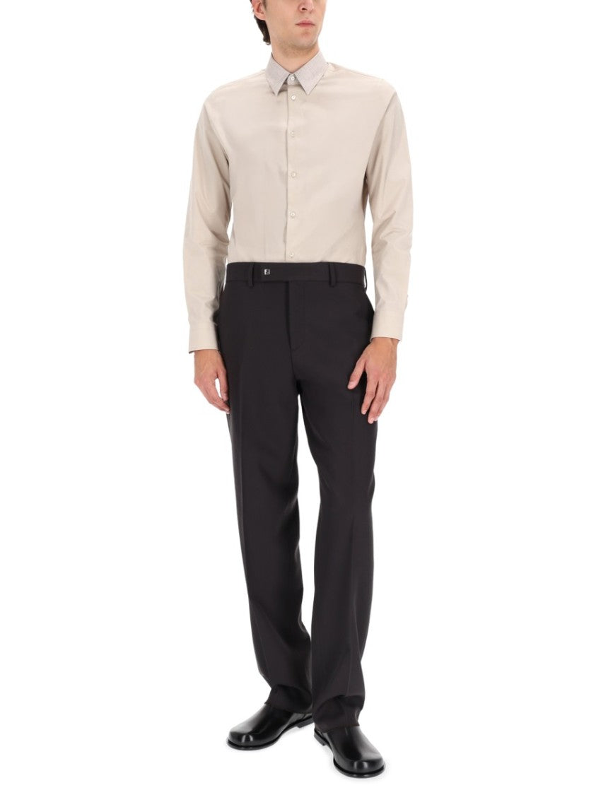 Fendi White Cotton Pointed Collar Shirt