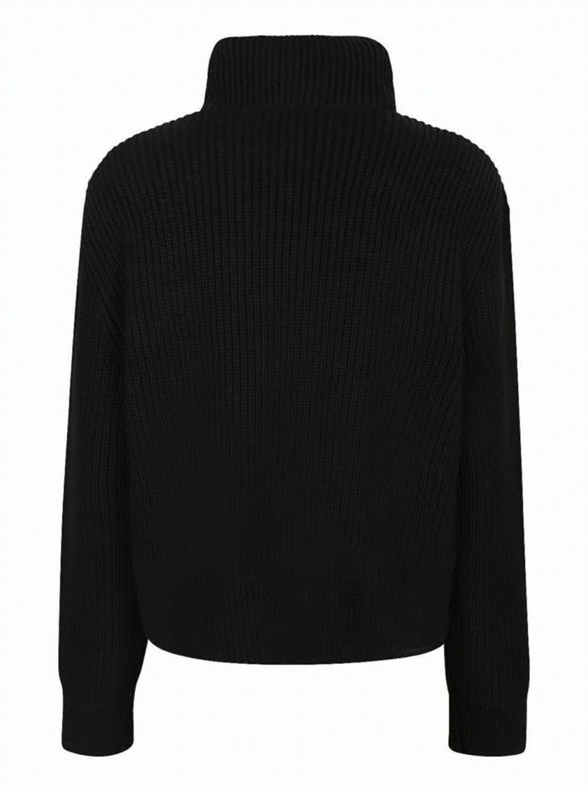 Moncler Down Coat With Quilted Nylon And Knit Details