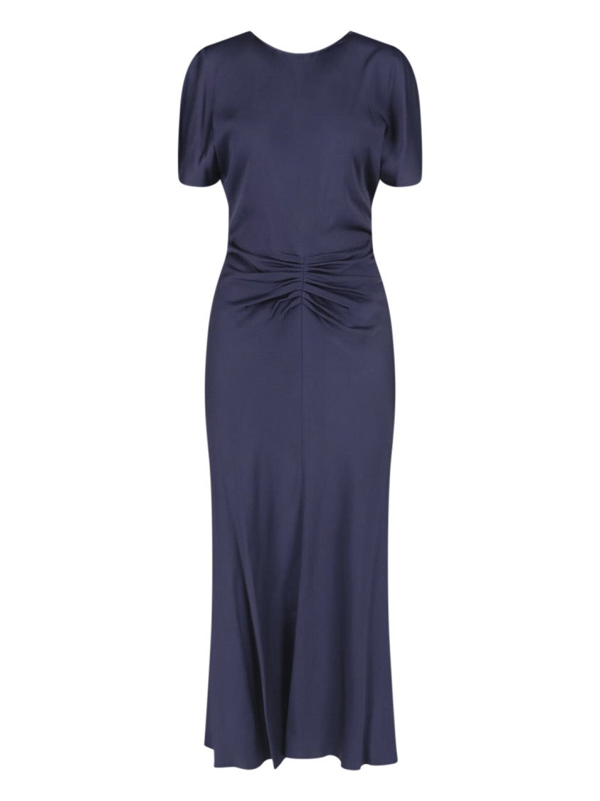 Victoria Beckham Midi-Length Dress With Fitted Waist And Subtle Ruching